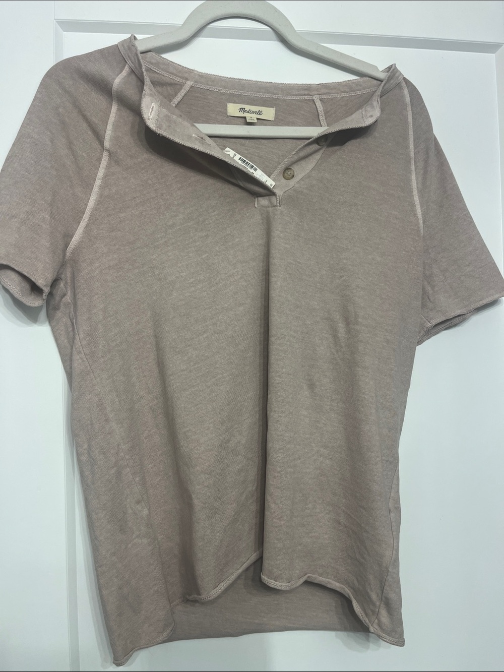 Madewell Short Sleeve Henley Tee in Taupe